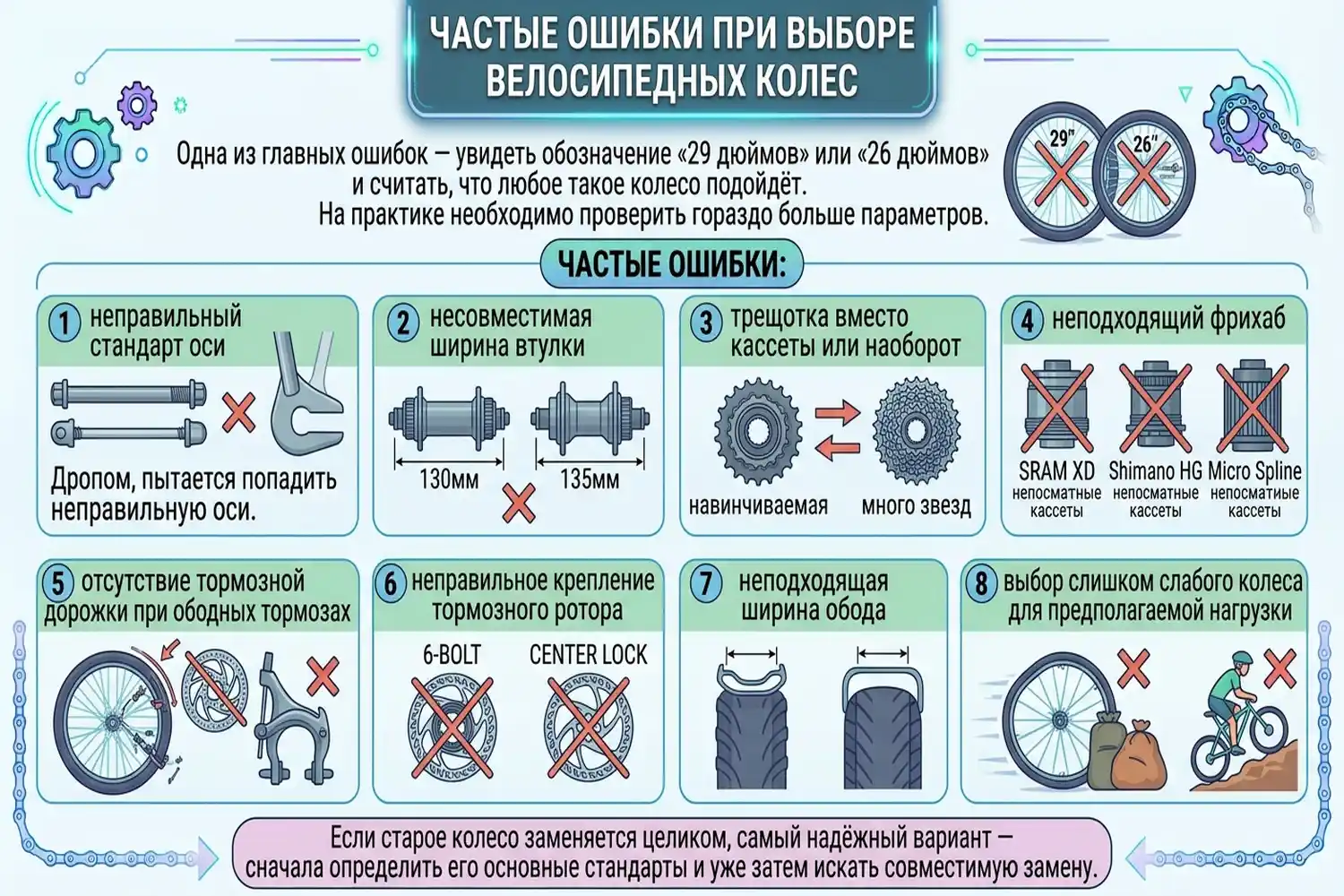 частые ошибки при выборе велосипедных колес