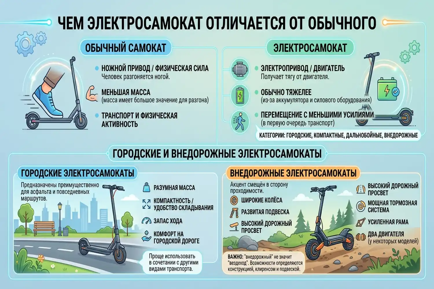 чем электросамокат отличается от обычного