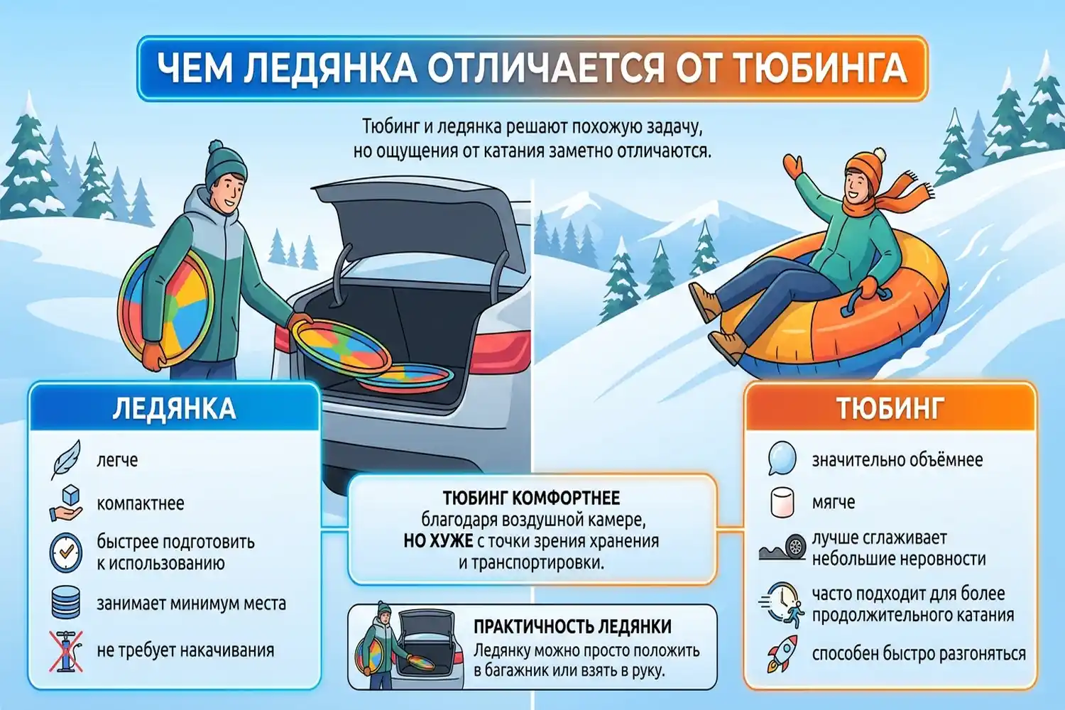 чем ледянка отличается от тюбинга