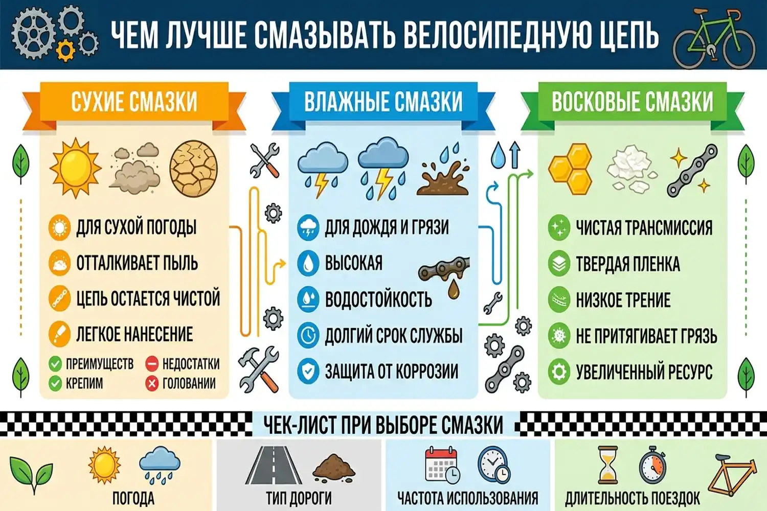 чем лучше смазывать велосипедную цепь