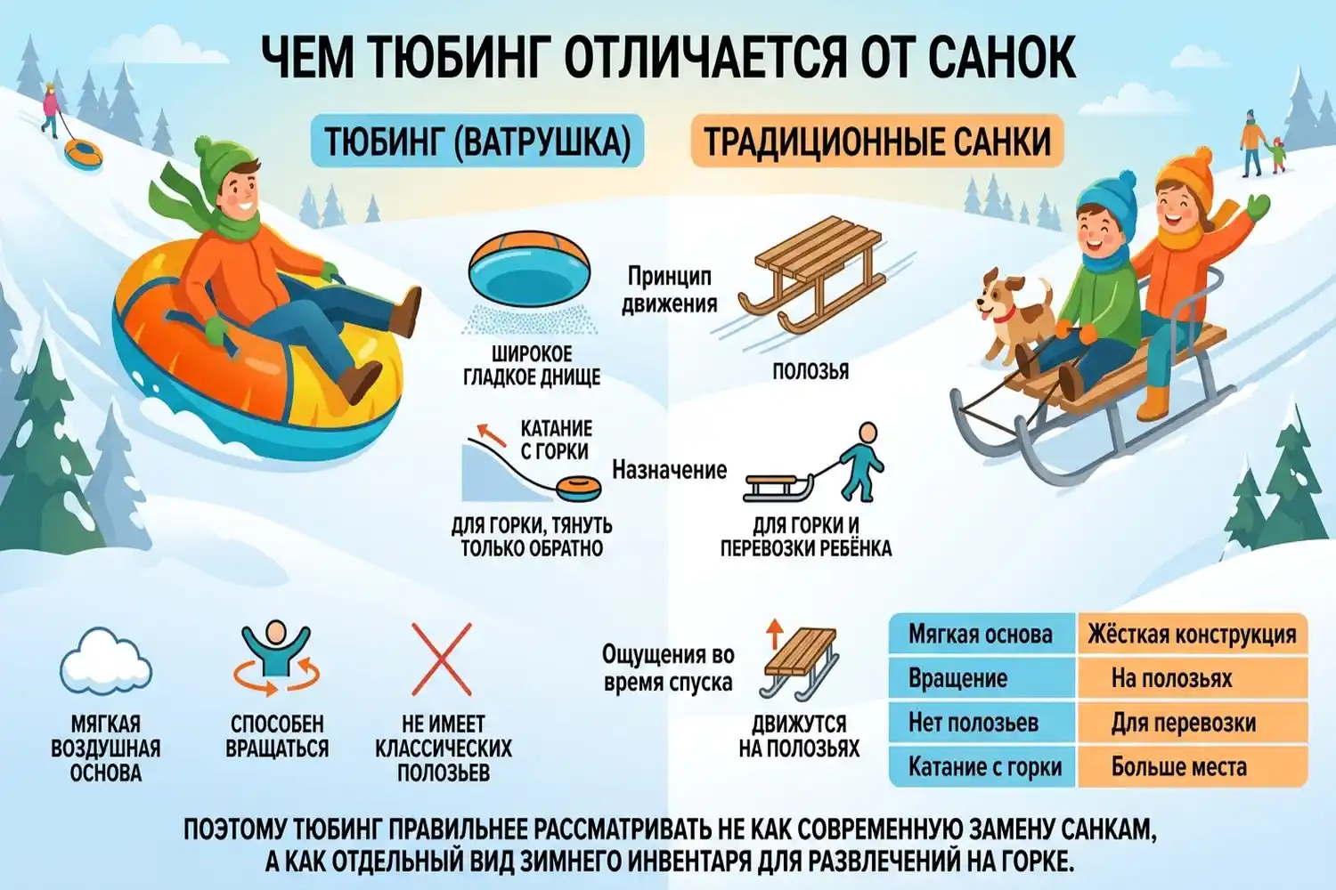 чем тюбинг отличается от санок