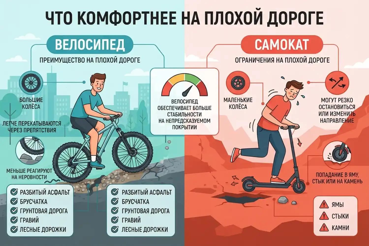 что комфортнее на плохой дороге