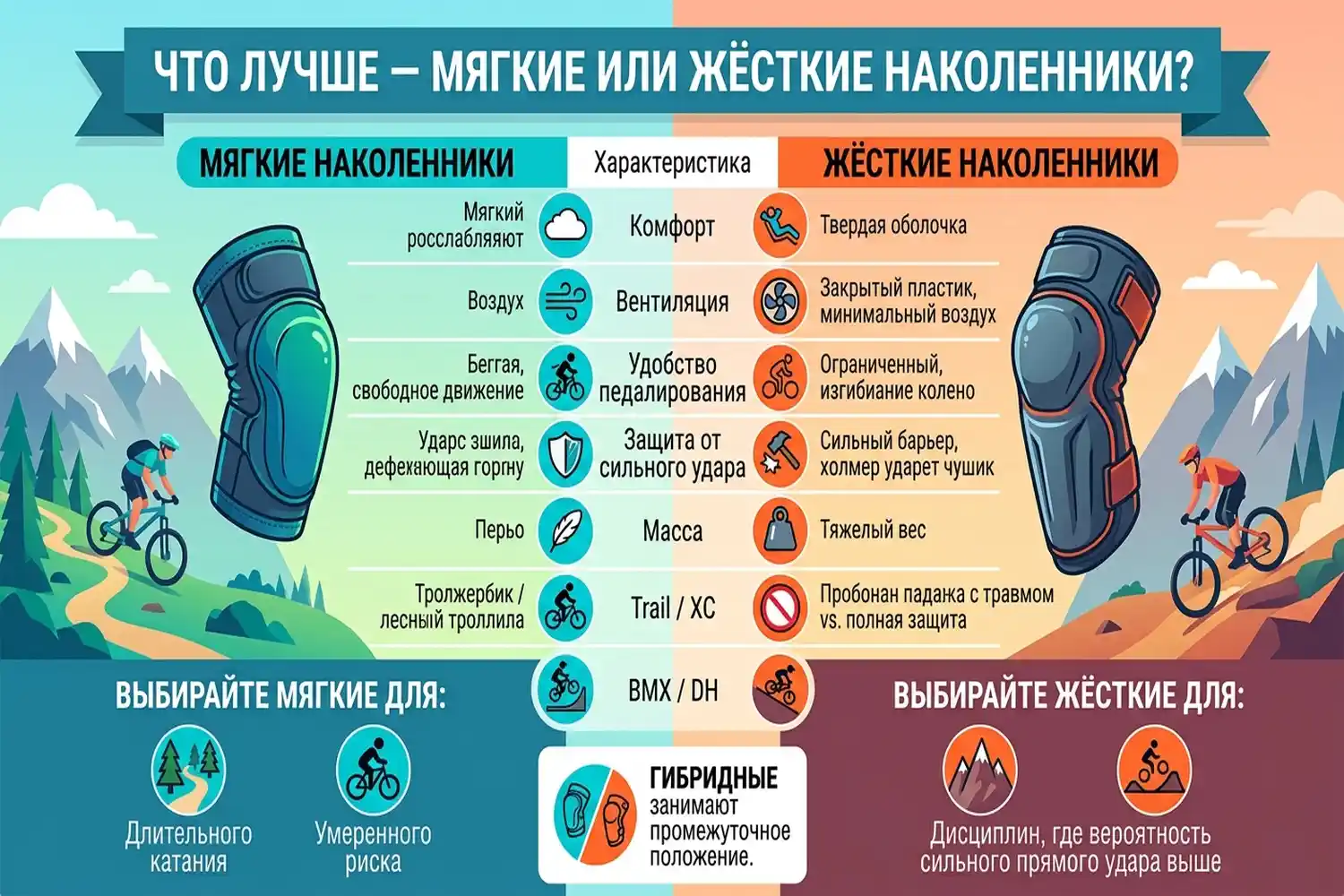 что лучше мягкие или жёсткие наколенники