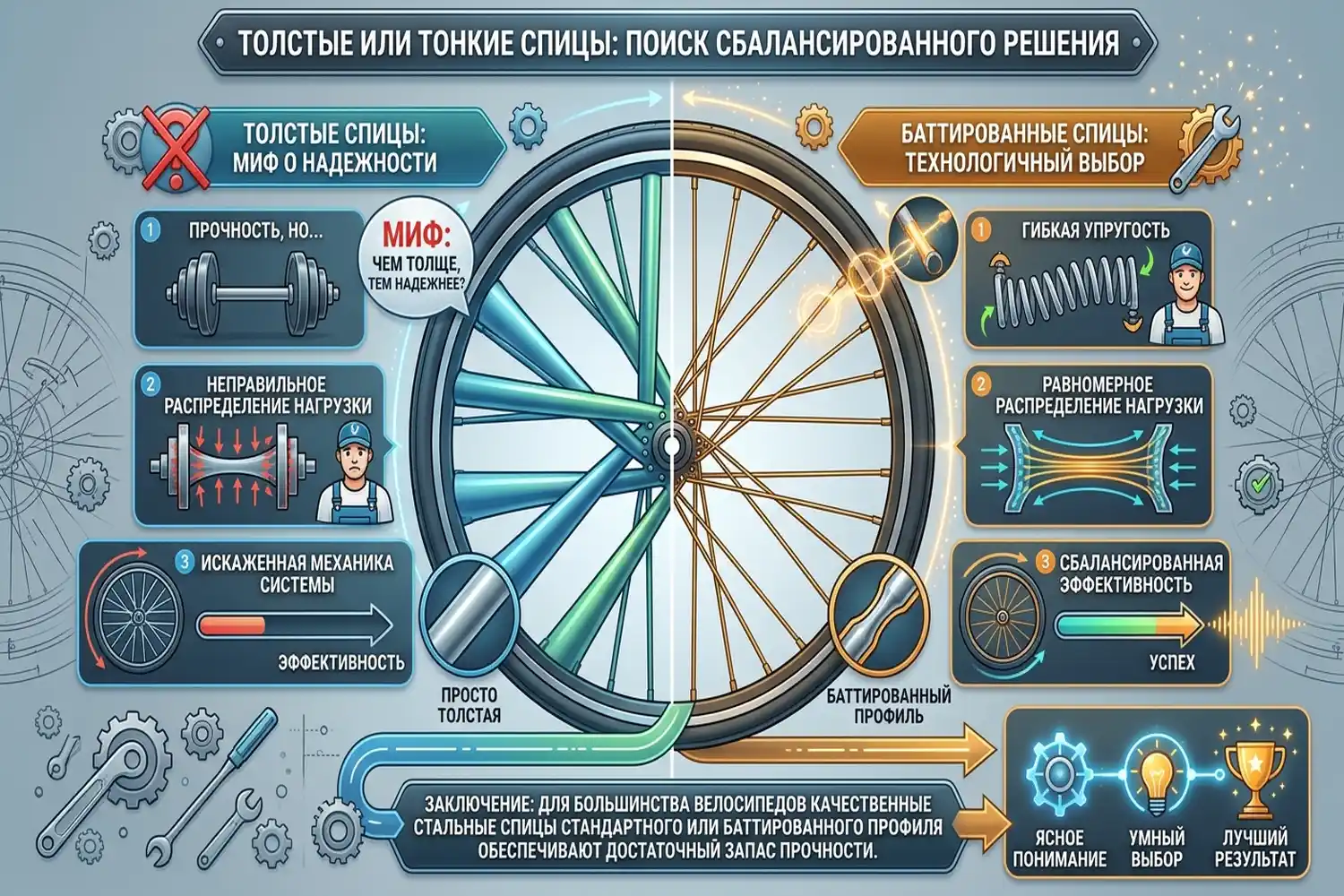 что лучше: толстые или тонкие спицы