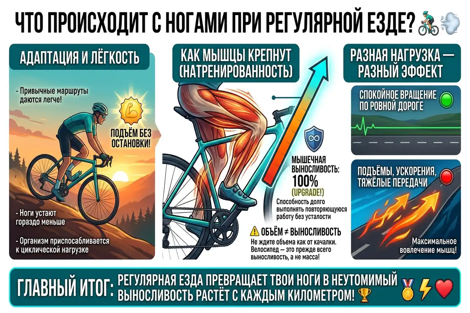 что происходит с ногами при регулярной езде