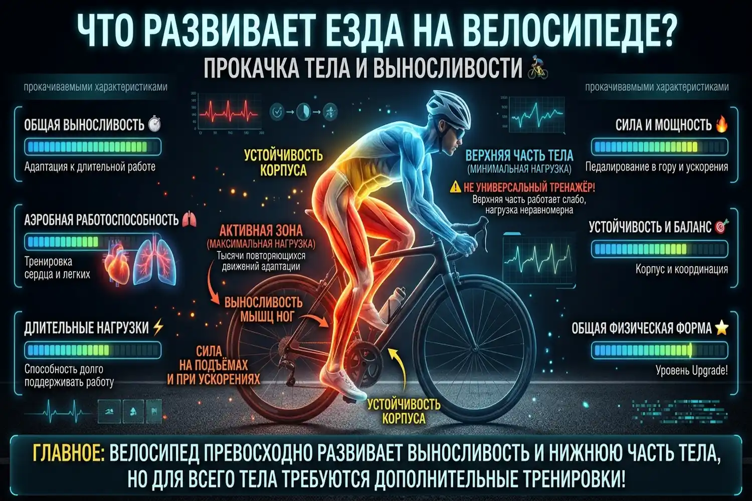 что развивает езда на велосипеде
