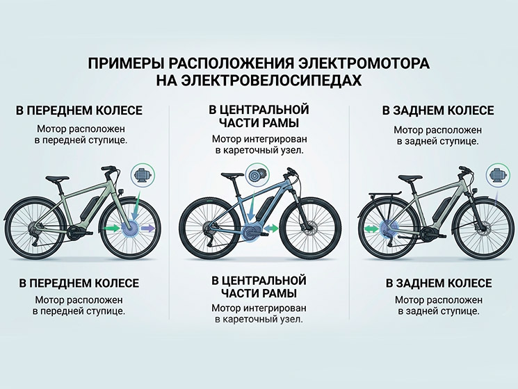 Электромотор может располагаться в велосипеде