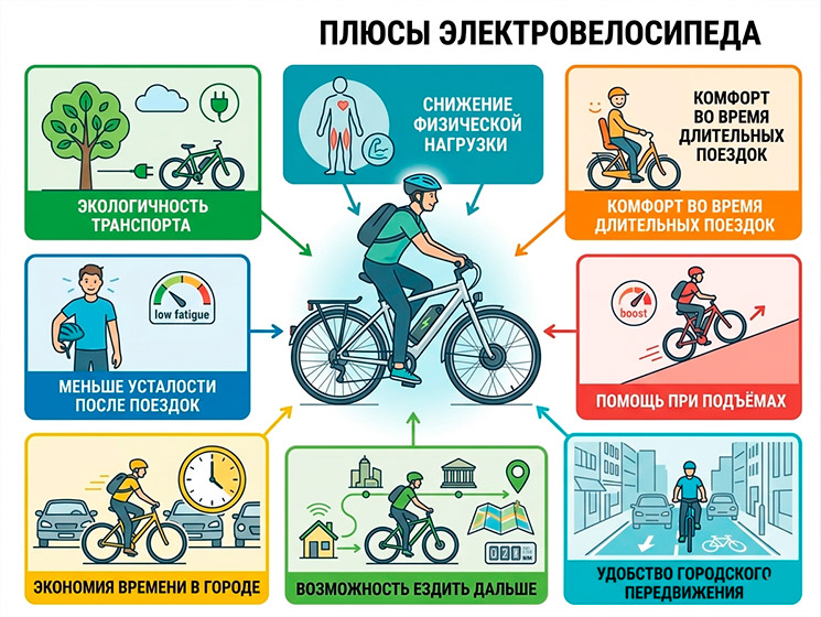Плюсы электровелосипеда