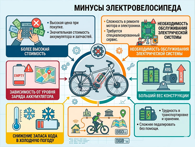 Минусы электровелосипеда