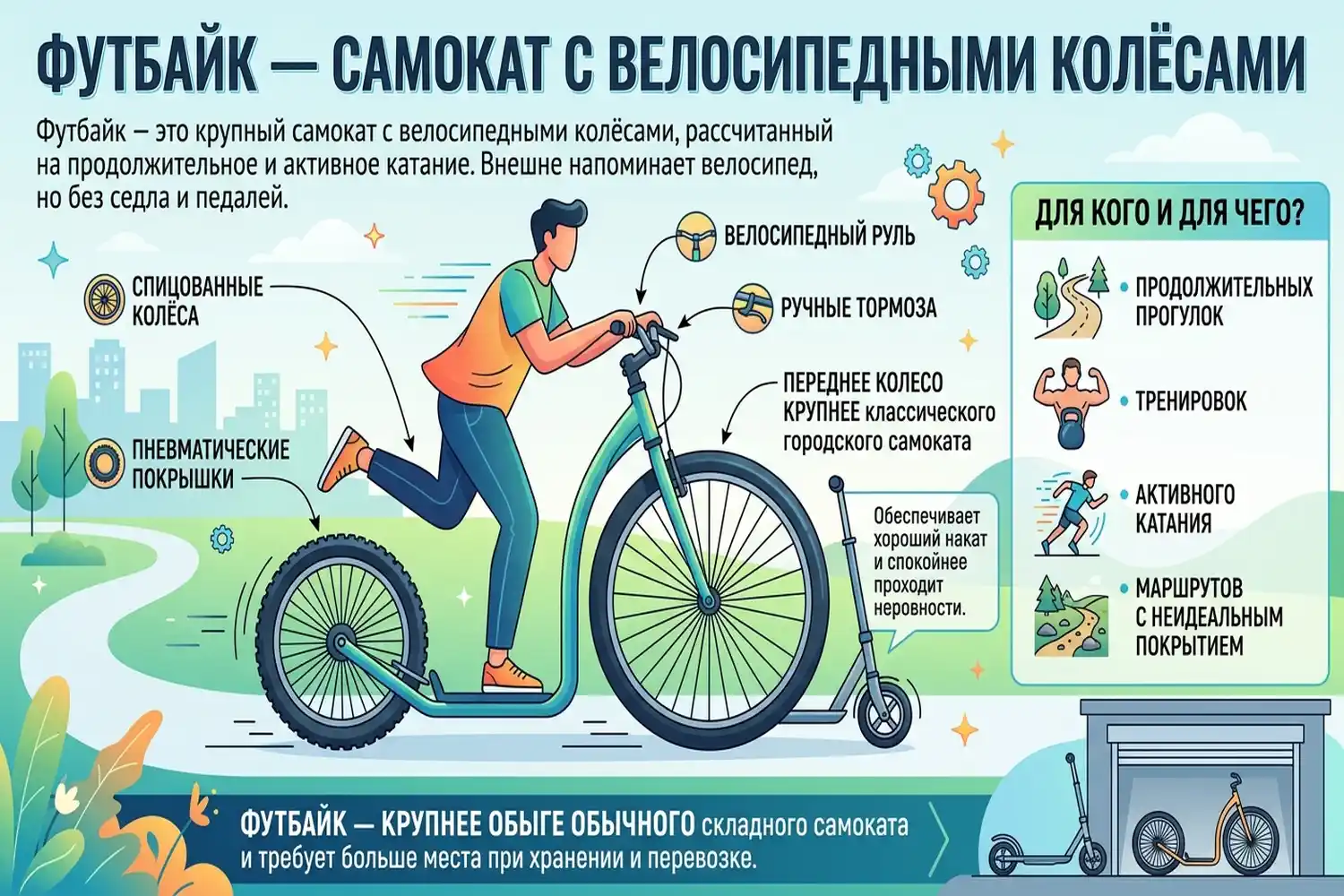 футбайк самокат с велосипедными колёсами
