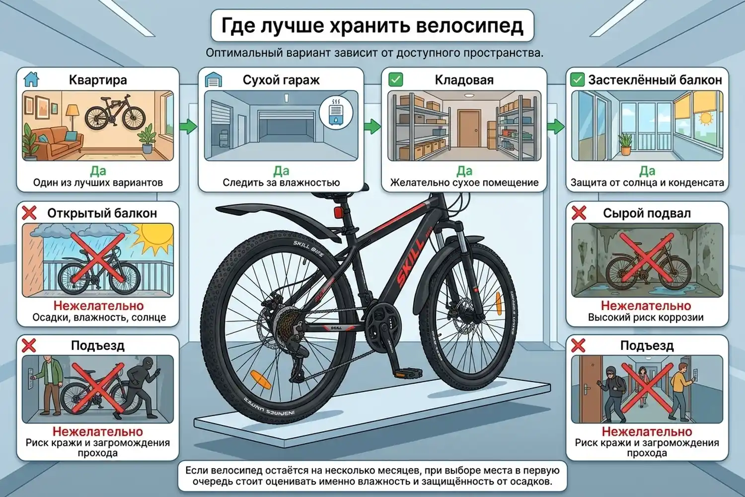где лучше хранить велосипед