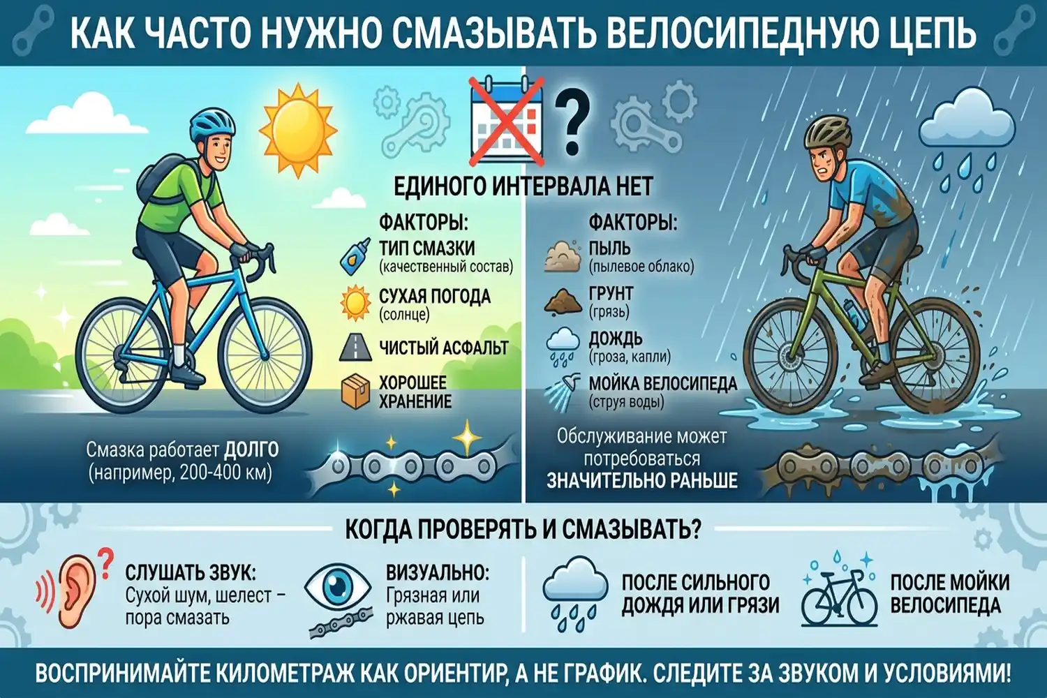 как часто нужно смазывать велосипедную цепь