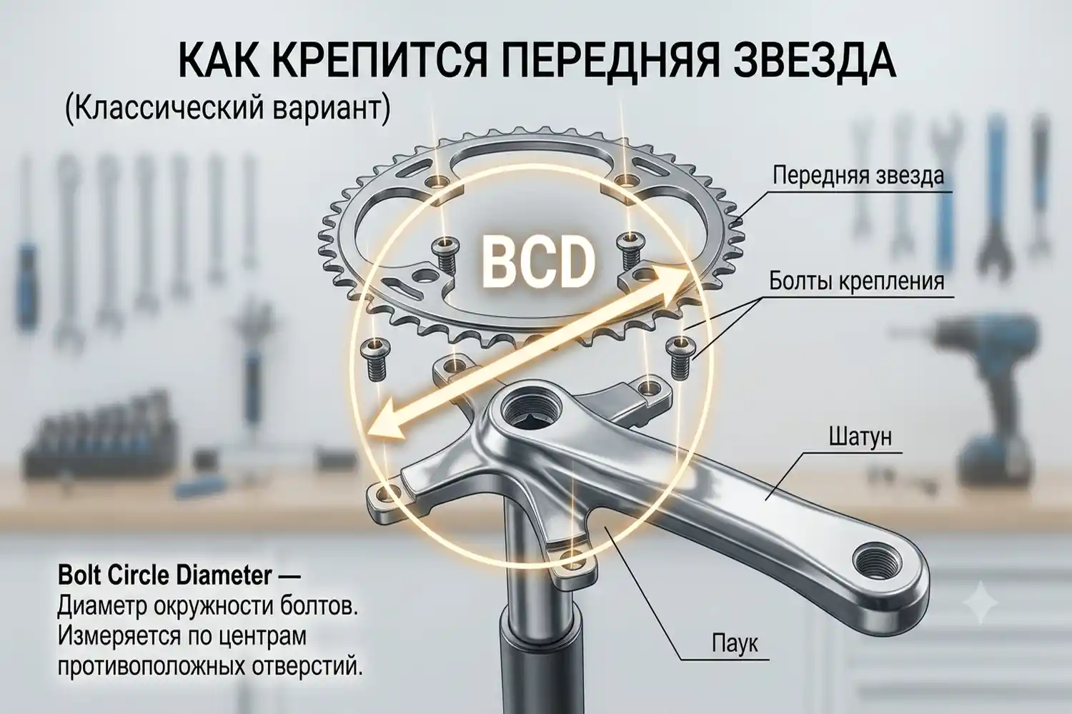 как крепится передняя звезда