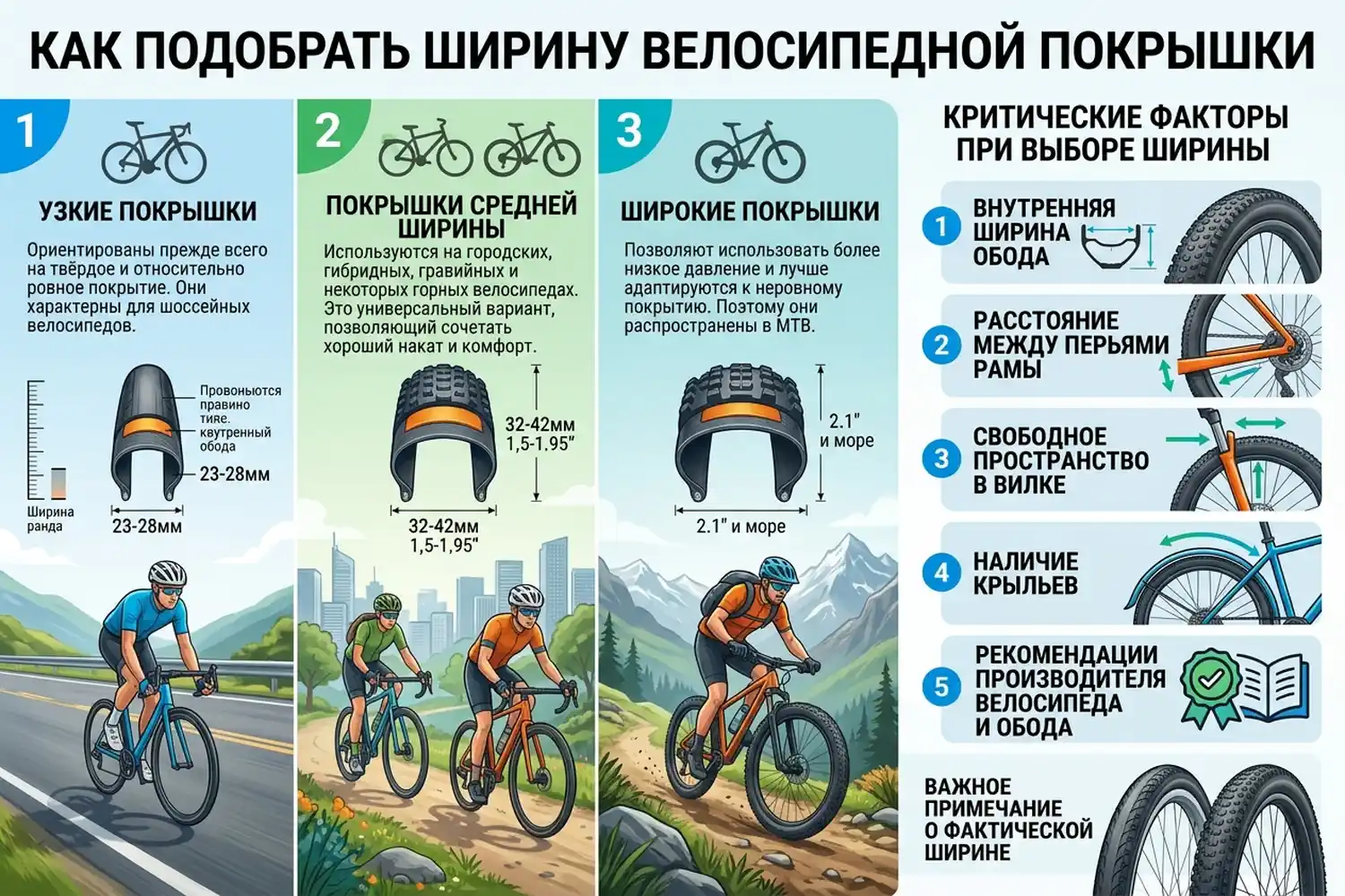 как подобрать ширину велосипедной покрышки