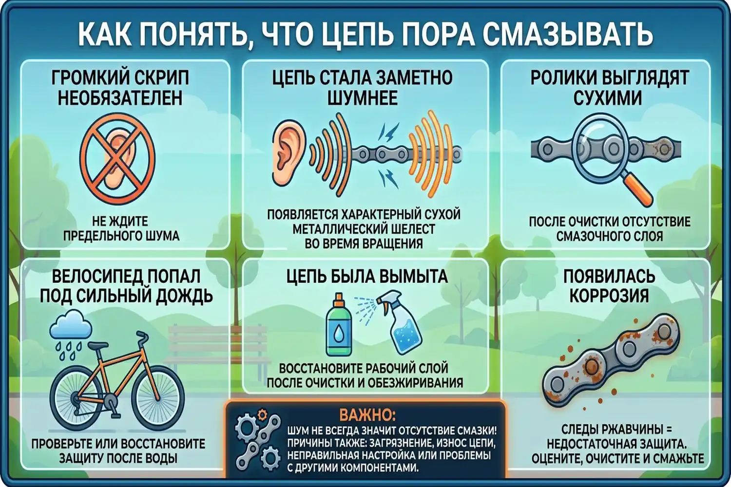 как понять, что велосипедную цепь пора смазывать
