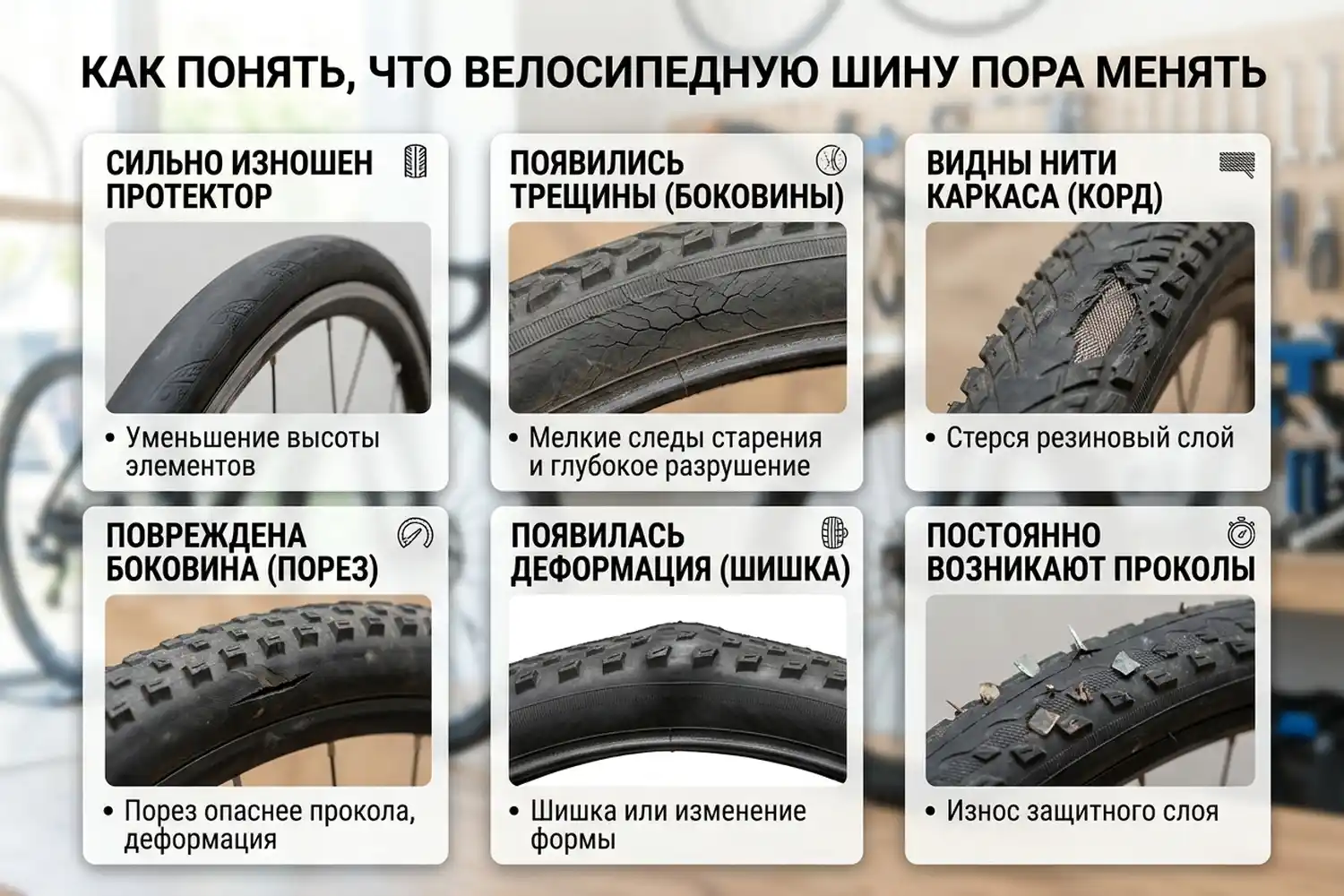 как понять, что велосипедную шину пора менять