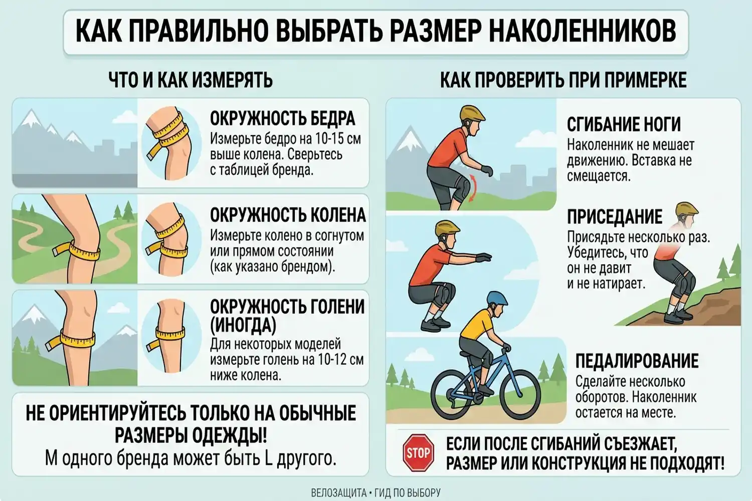 как правильно выбрать размер наколенников