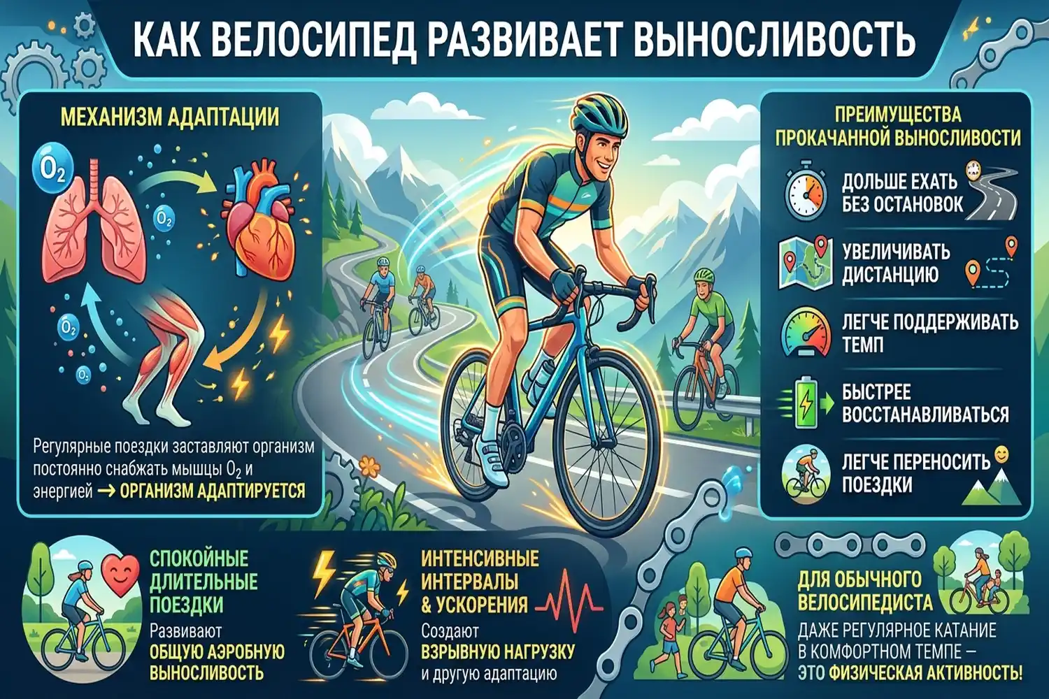 как велосипед развивает выносливость