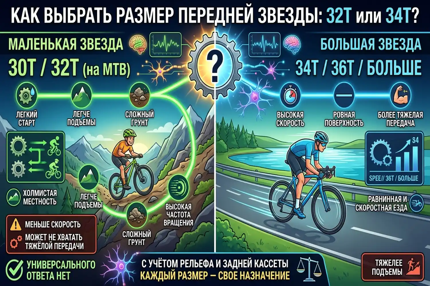 как выбрать размер передней звезды