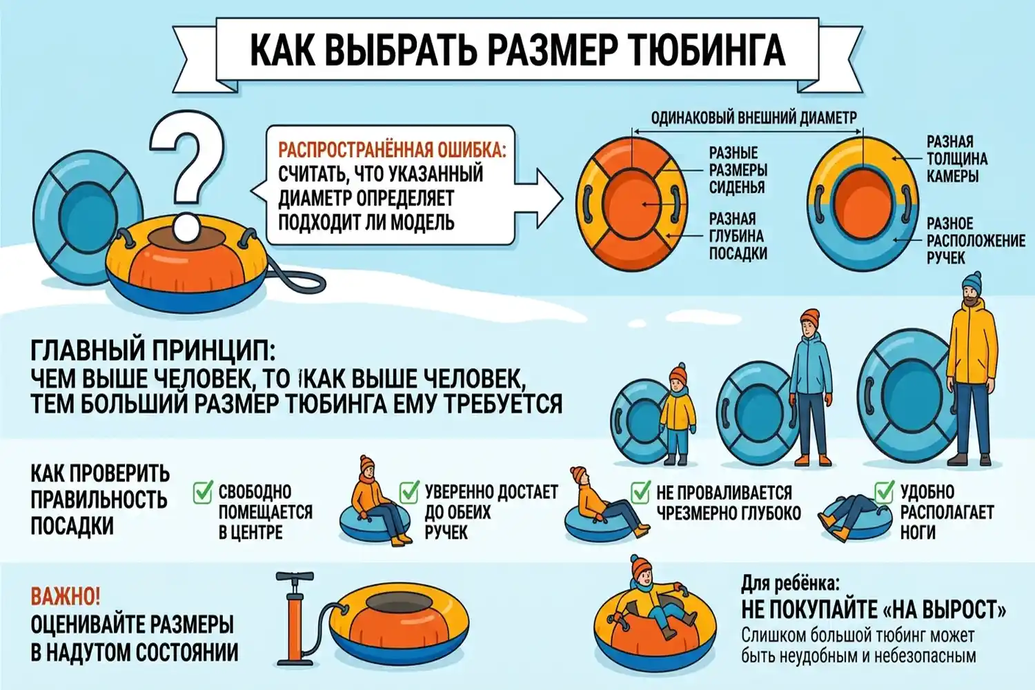 как выбрать размер тюбинга