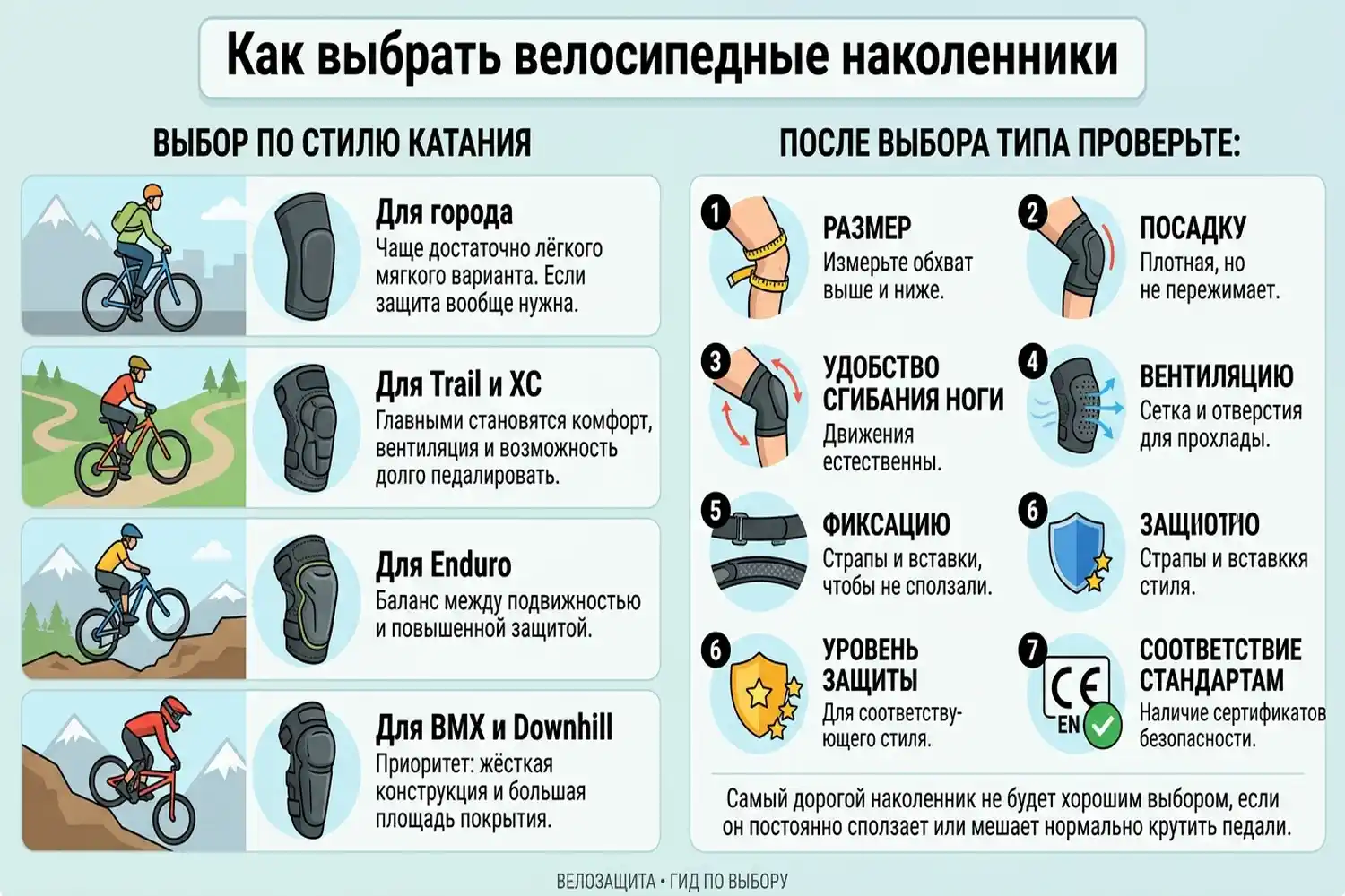 как выбрать велосипедные наколенники