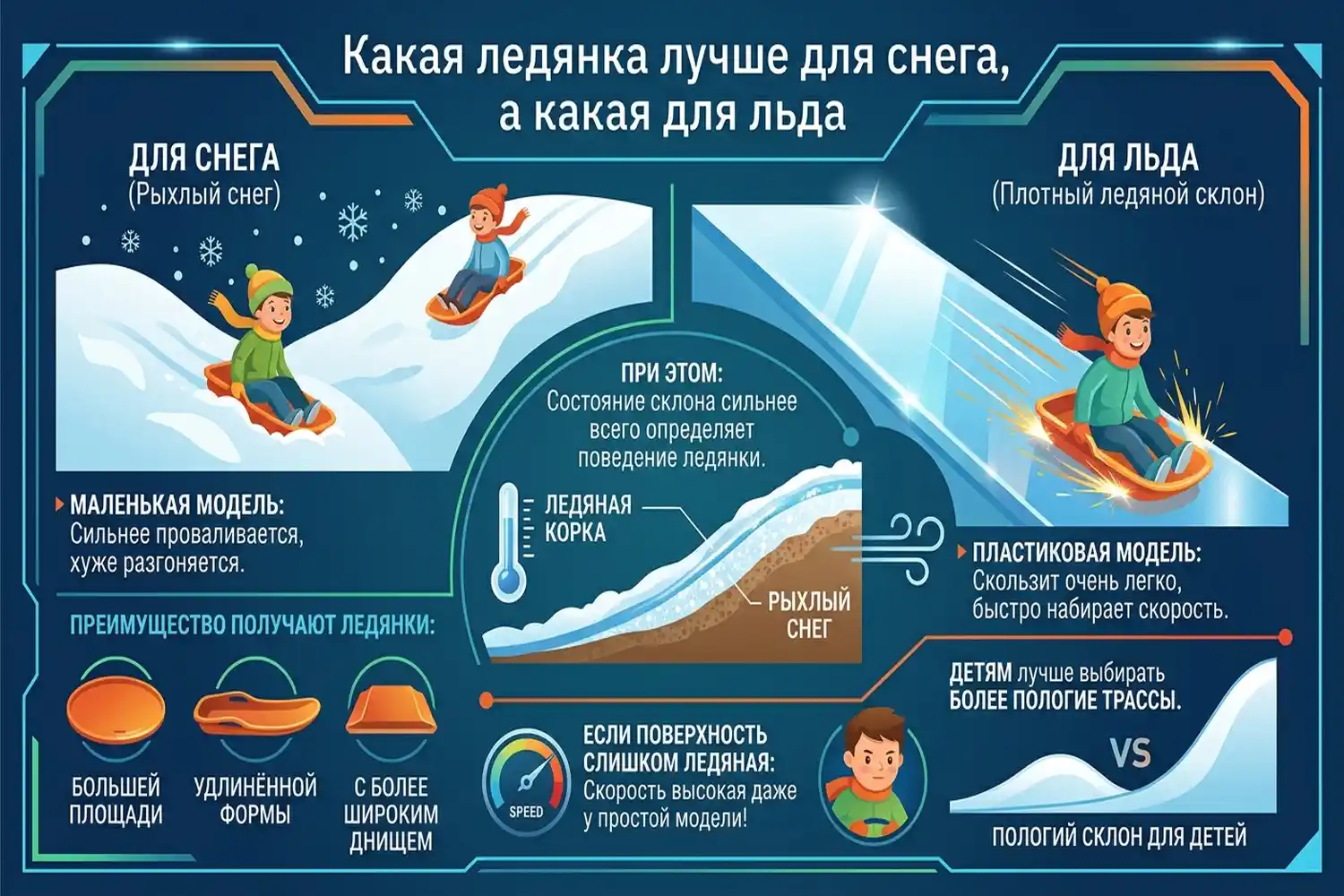 какая ледянка лучше для снега, а какая для льда