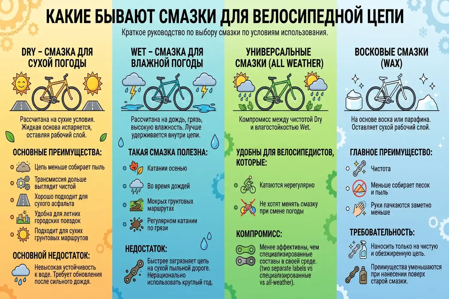 какие бывают смазки для велосипедной цепи
