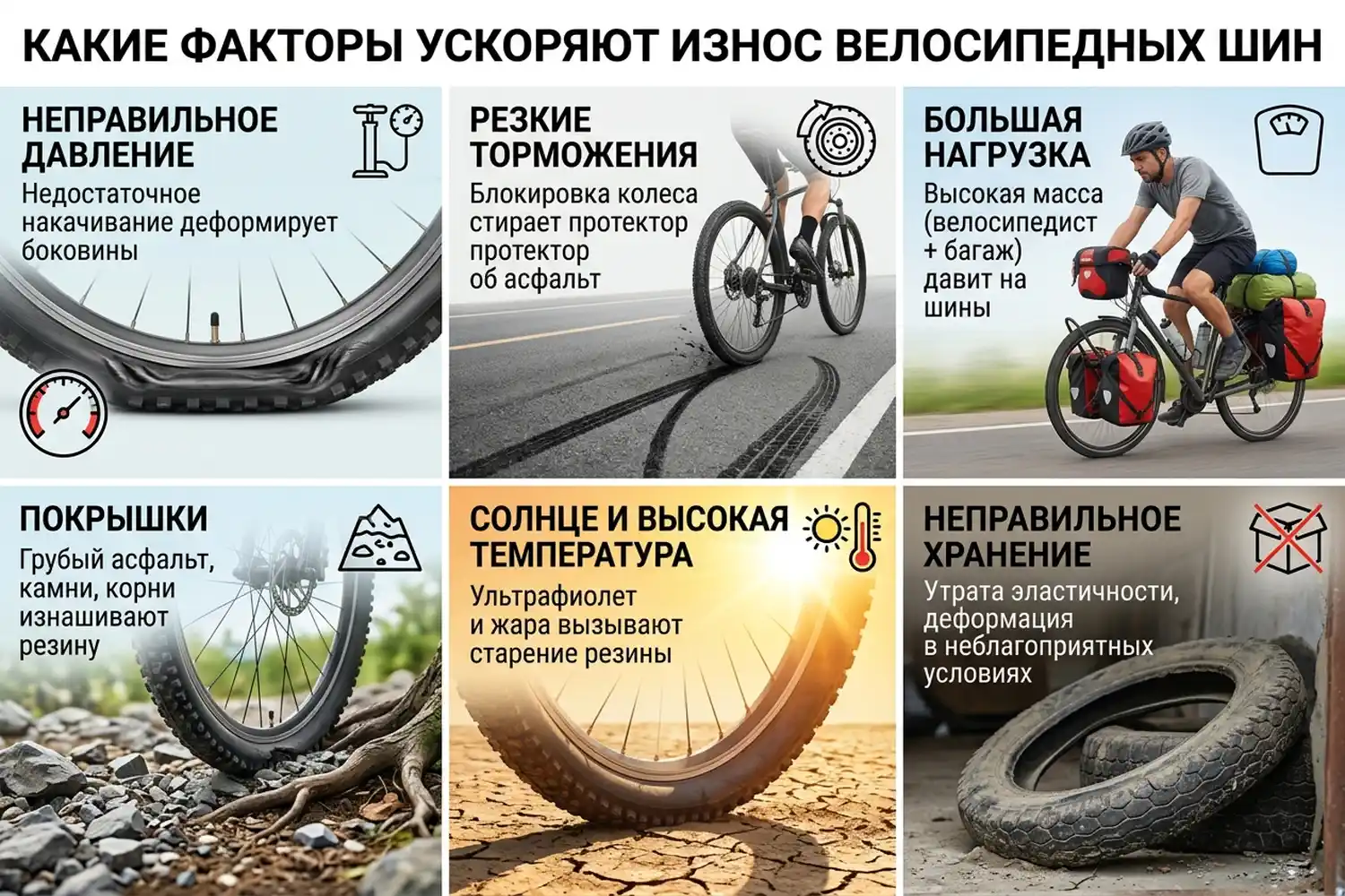 какие факторы ускоряют износ велосипедных шин