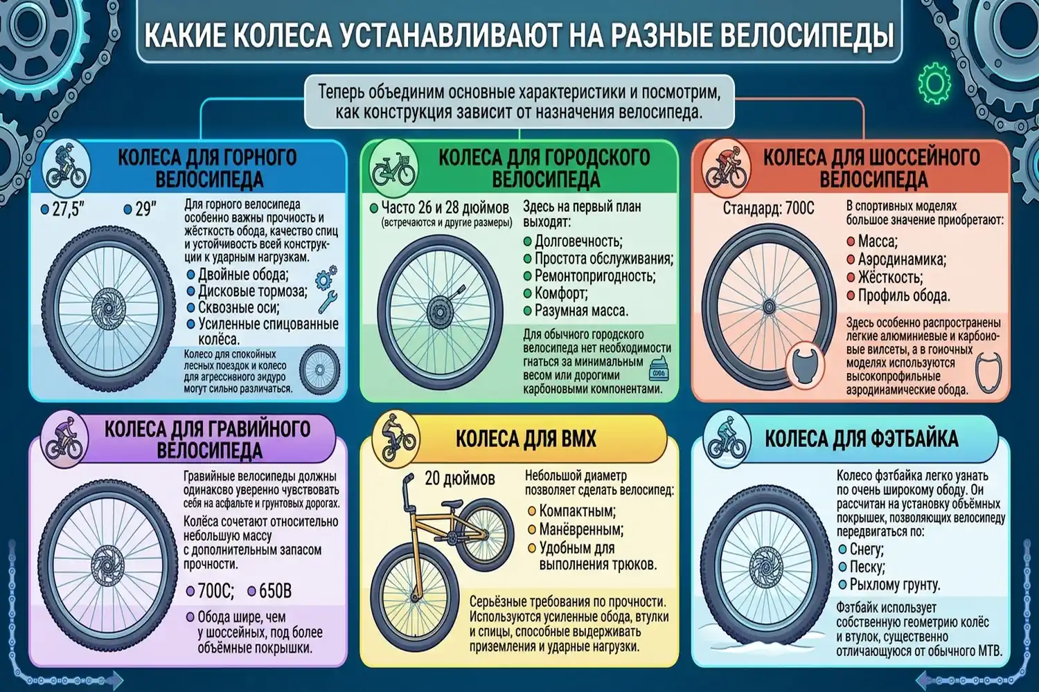 какие колеса устанавливают на разные велосипеды