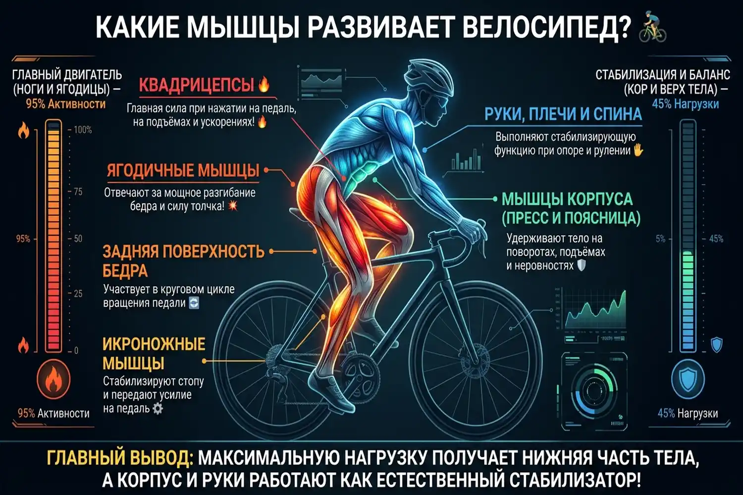 какие мышцы развивает велосипед