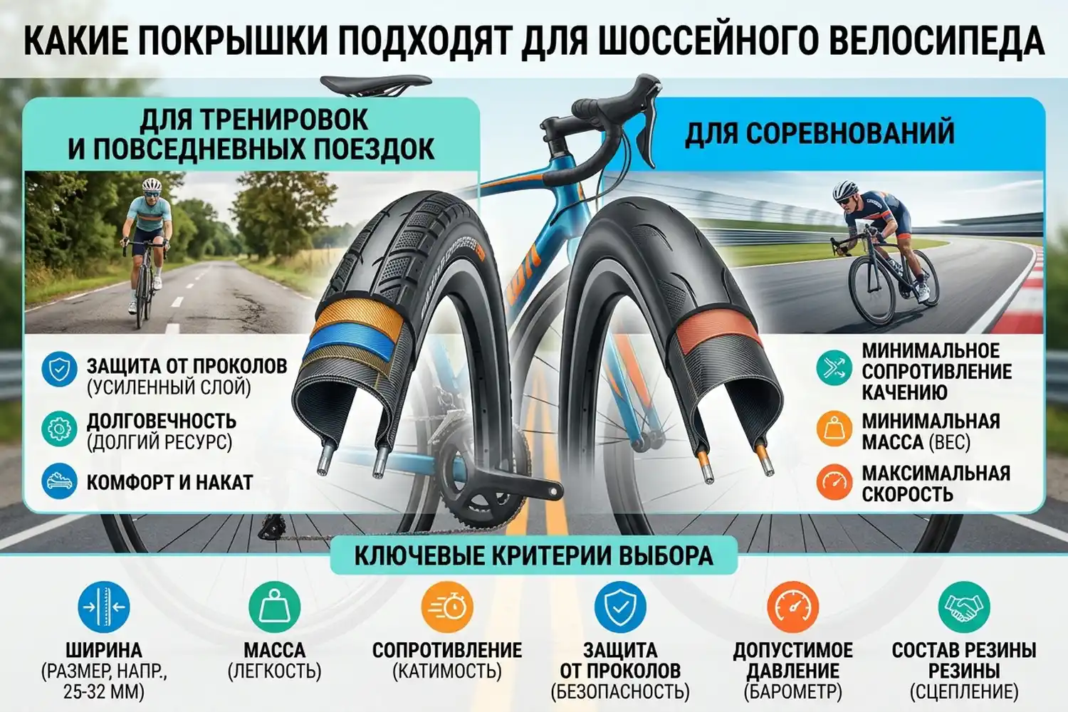 какие покрышки подходят для шоссейного велосипеда