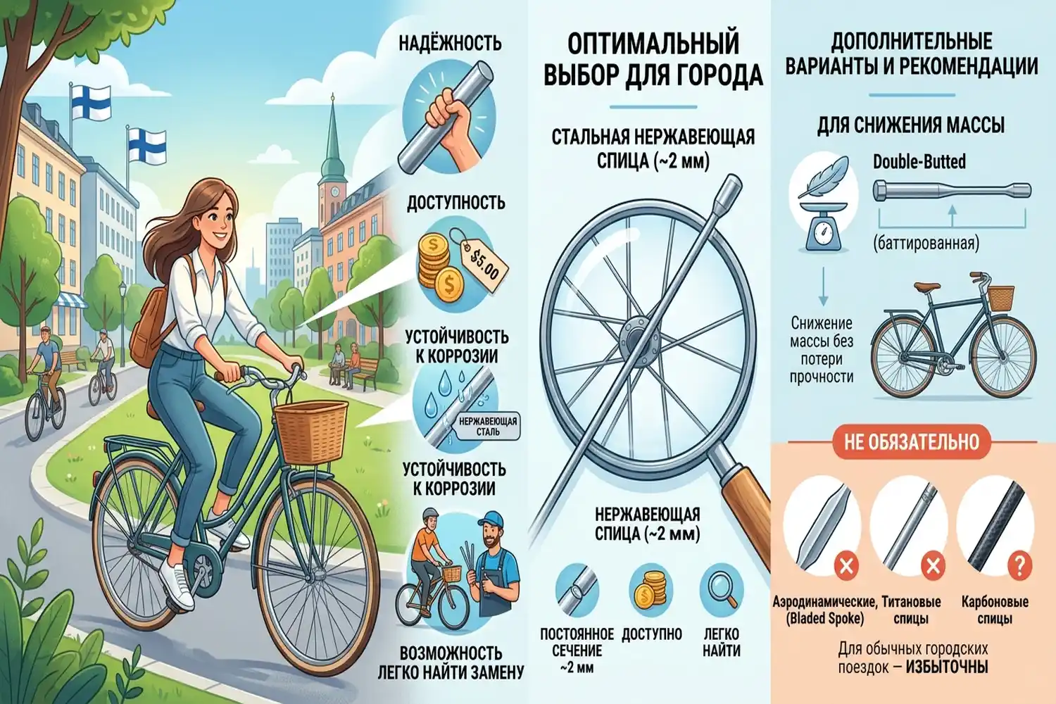 какие спицы лучше для городского велосипеда