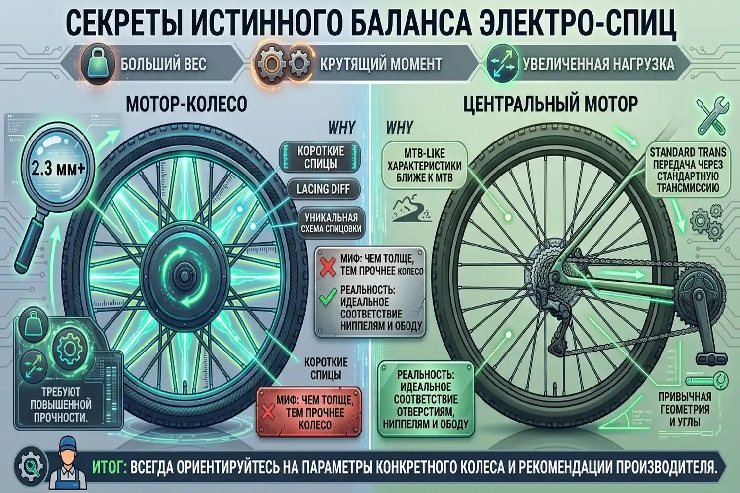 какие спицы нужны для электровелосипеда