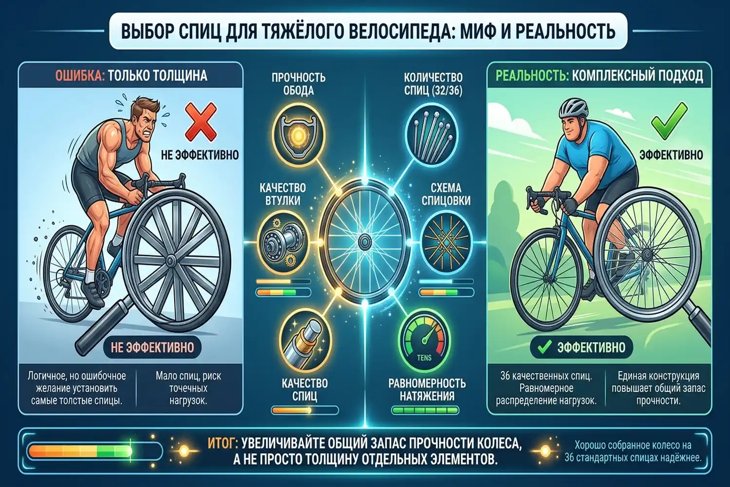 какие спицы выбрать для тяжёлого велосипедиста