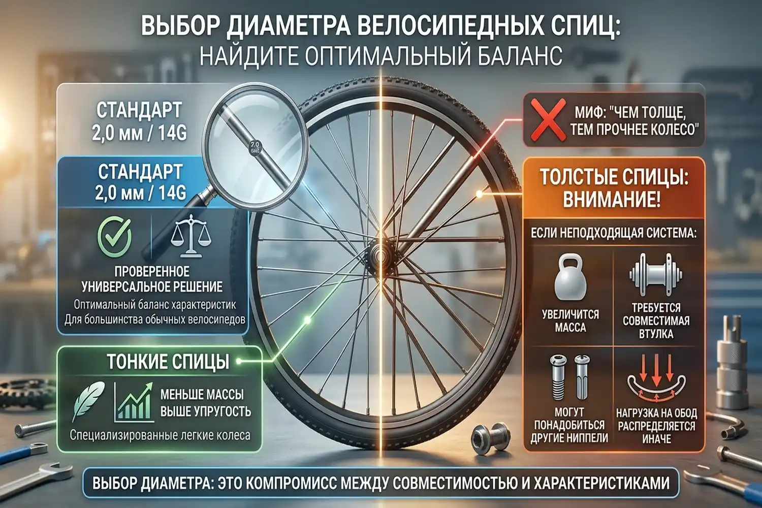 какой диаметр велосипедных спиц лучше