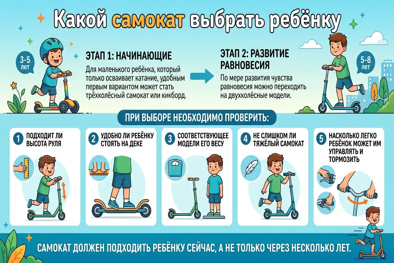 какой самокат выбрать ребёнку