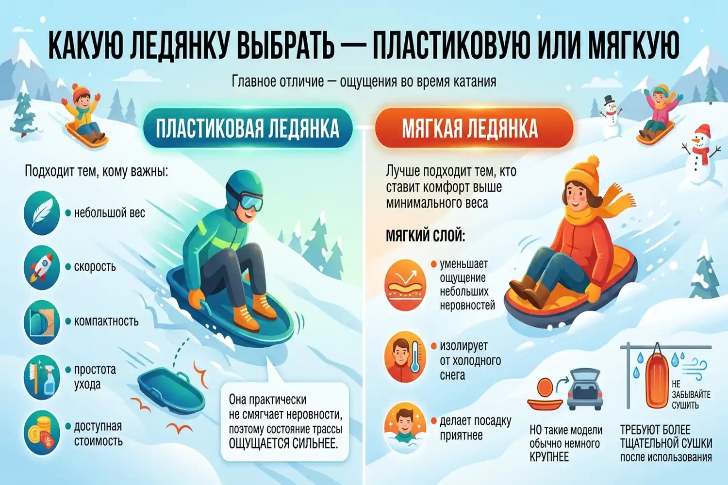 какую ледянку выбрать пластиковую или мягкую