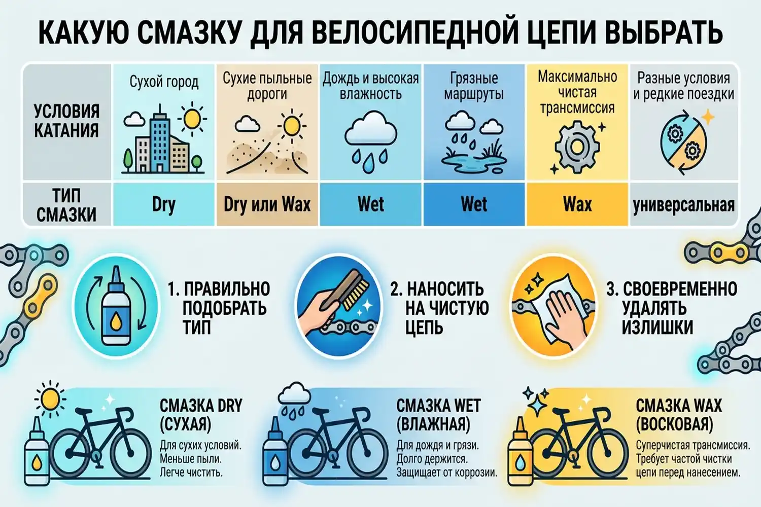 какую смазку для велосипедной цепи выбрать