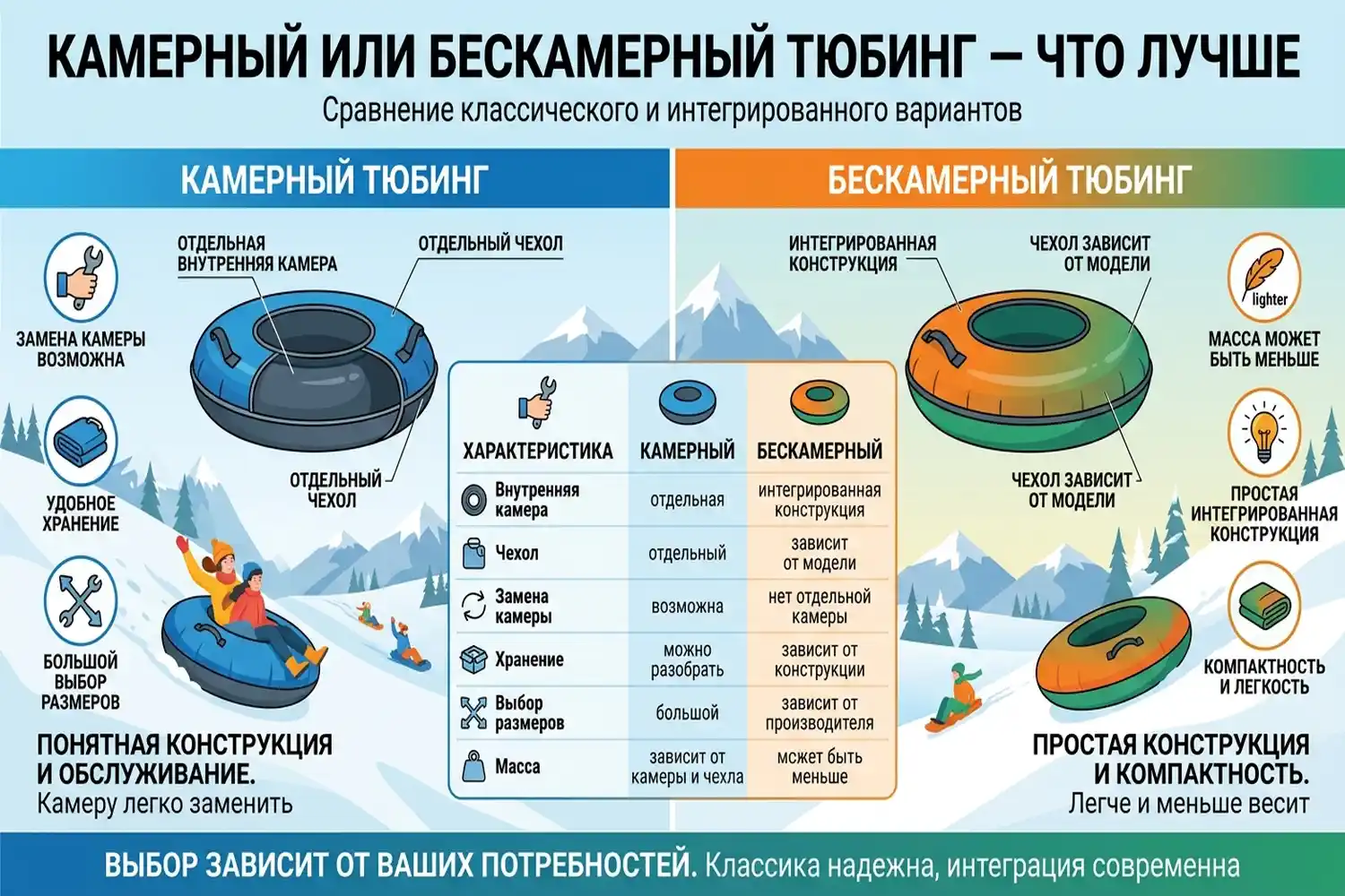камерный или бескамерный тюбинг что лучше