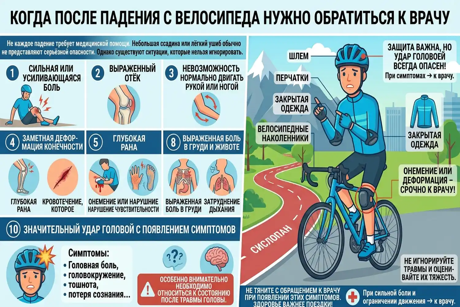 когда после падения с велосипеда нужно обратиться к врачу