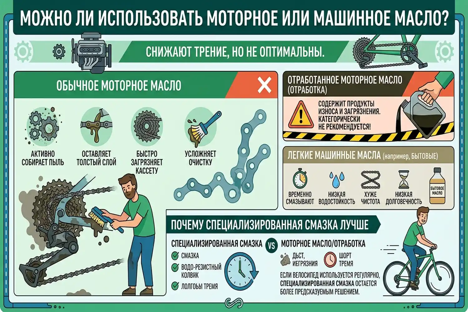 можно ли использовать моторное или машинное масло