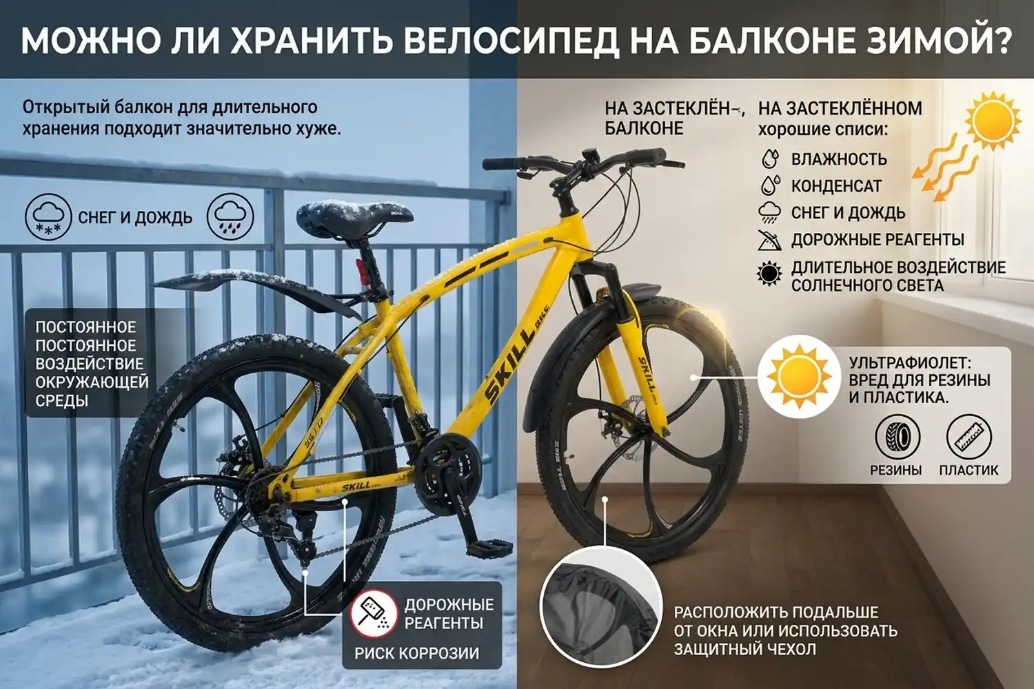 можно ли хранить велосипед на балконе зимой