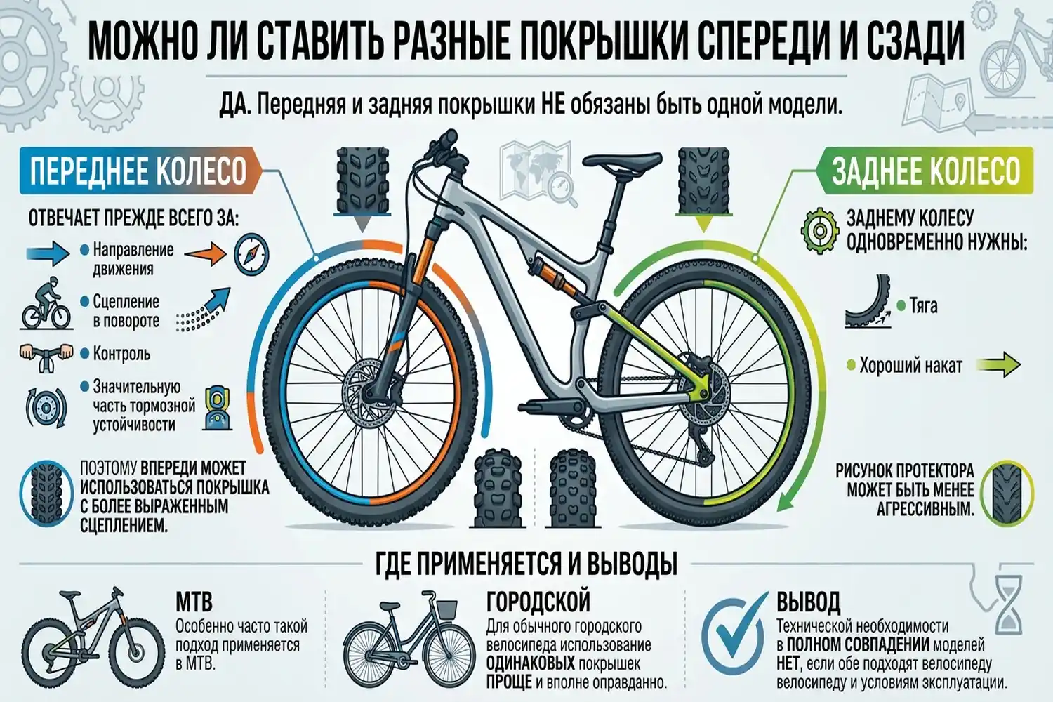 можно ли ставить разные покрышки спереди и сзади