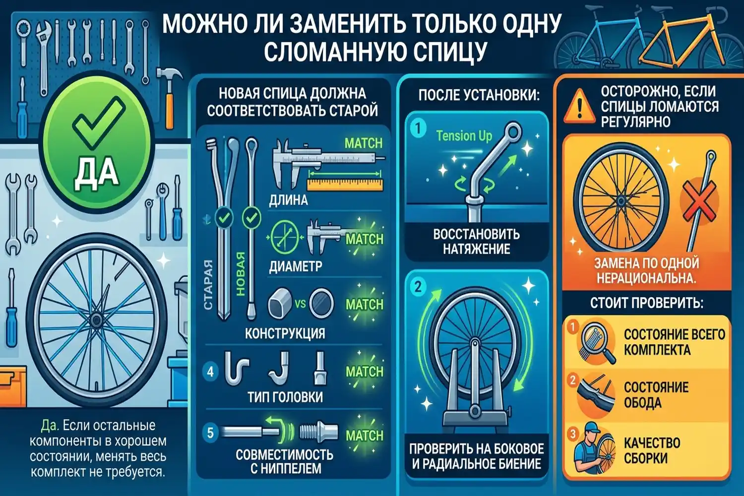 можно ли заменить только одну сломанную спицу