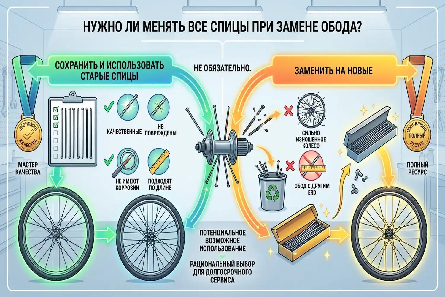 нужно ли менять все спицы при замене обода