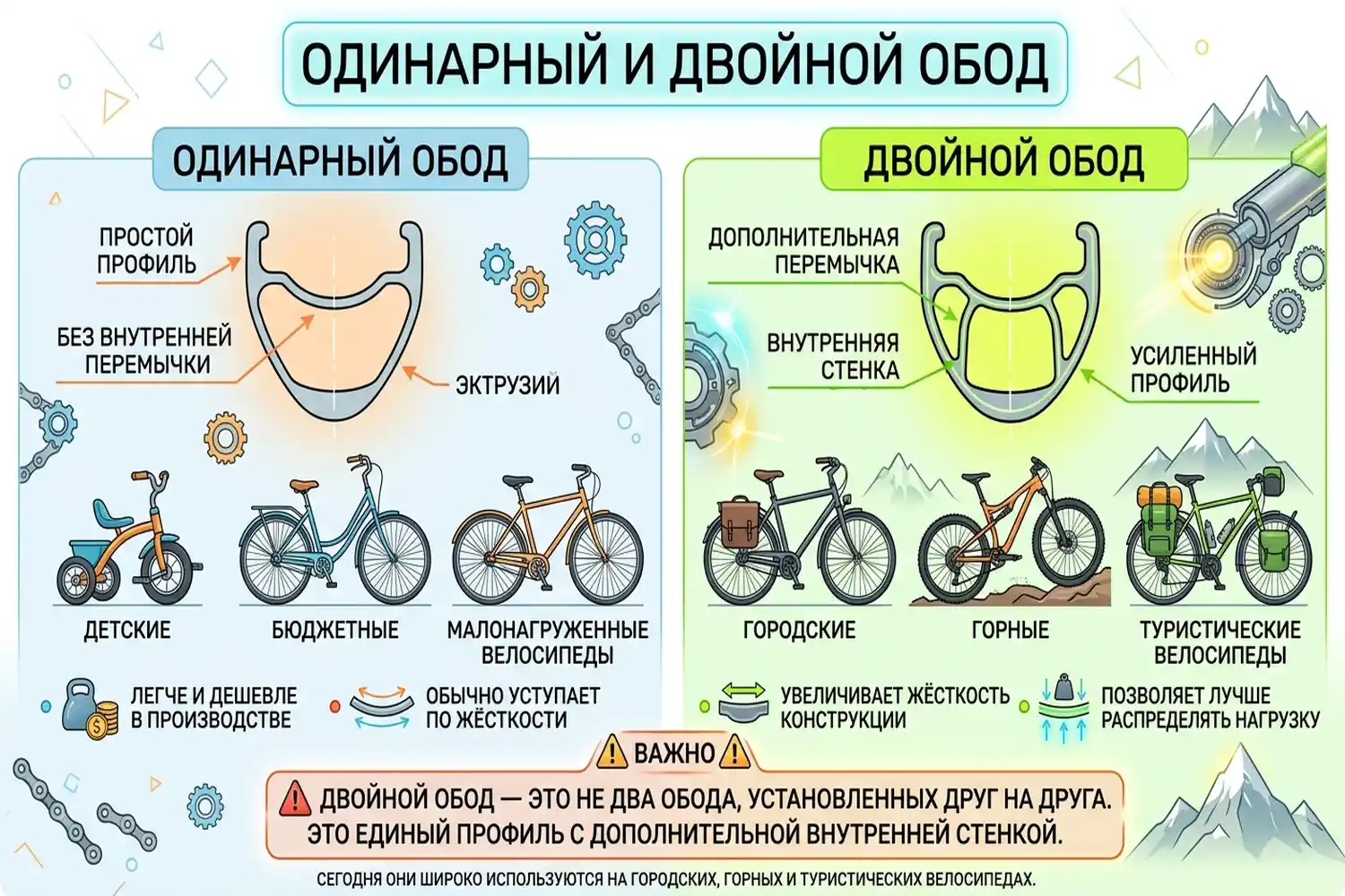 одинарный и двойной обод