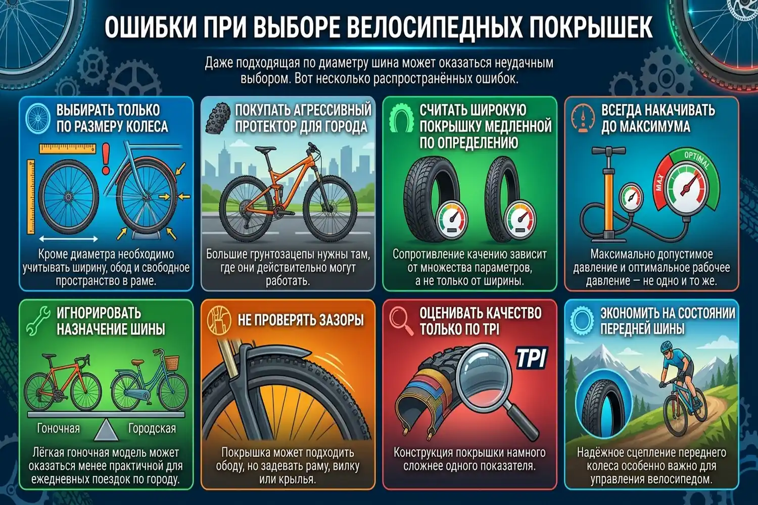 ошибки при выборе велосипедных покрышек