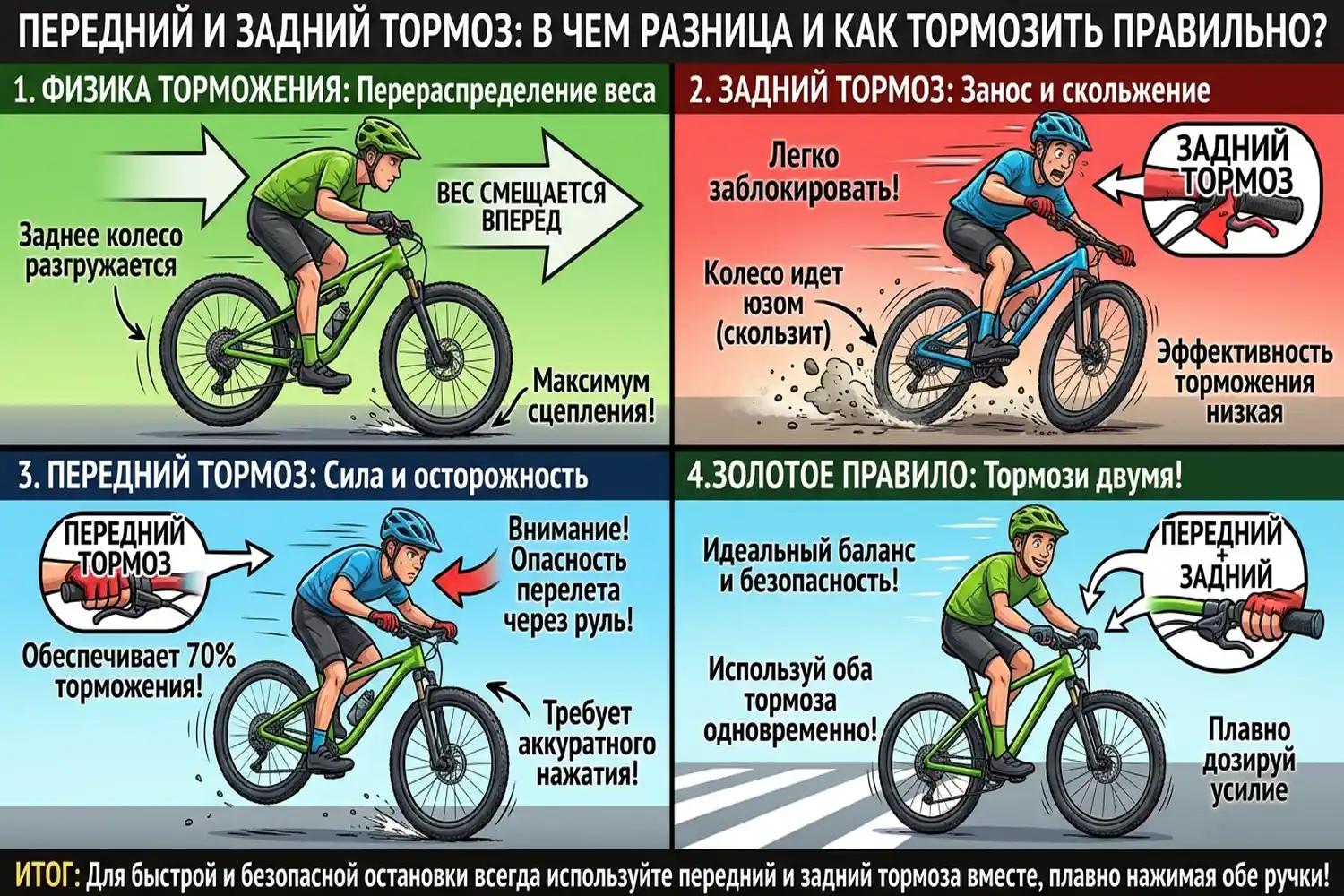 Передний и задний тормоз в чём разница