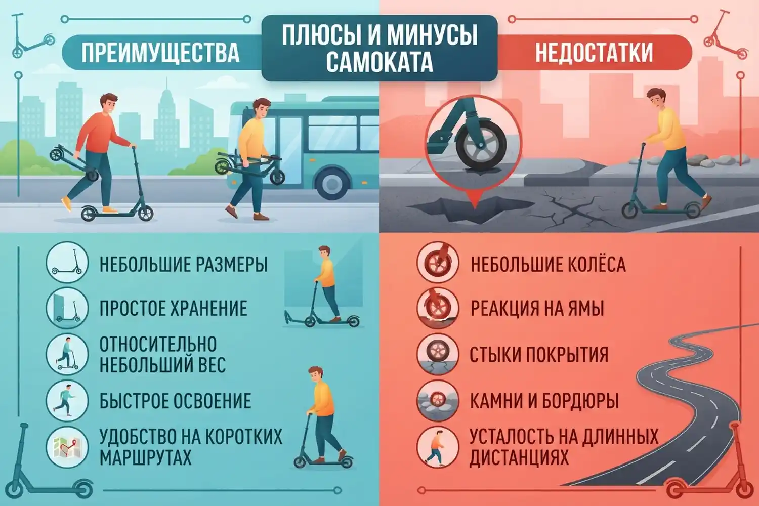 плюсы и минусы самоката
