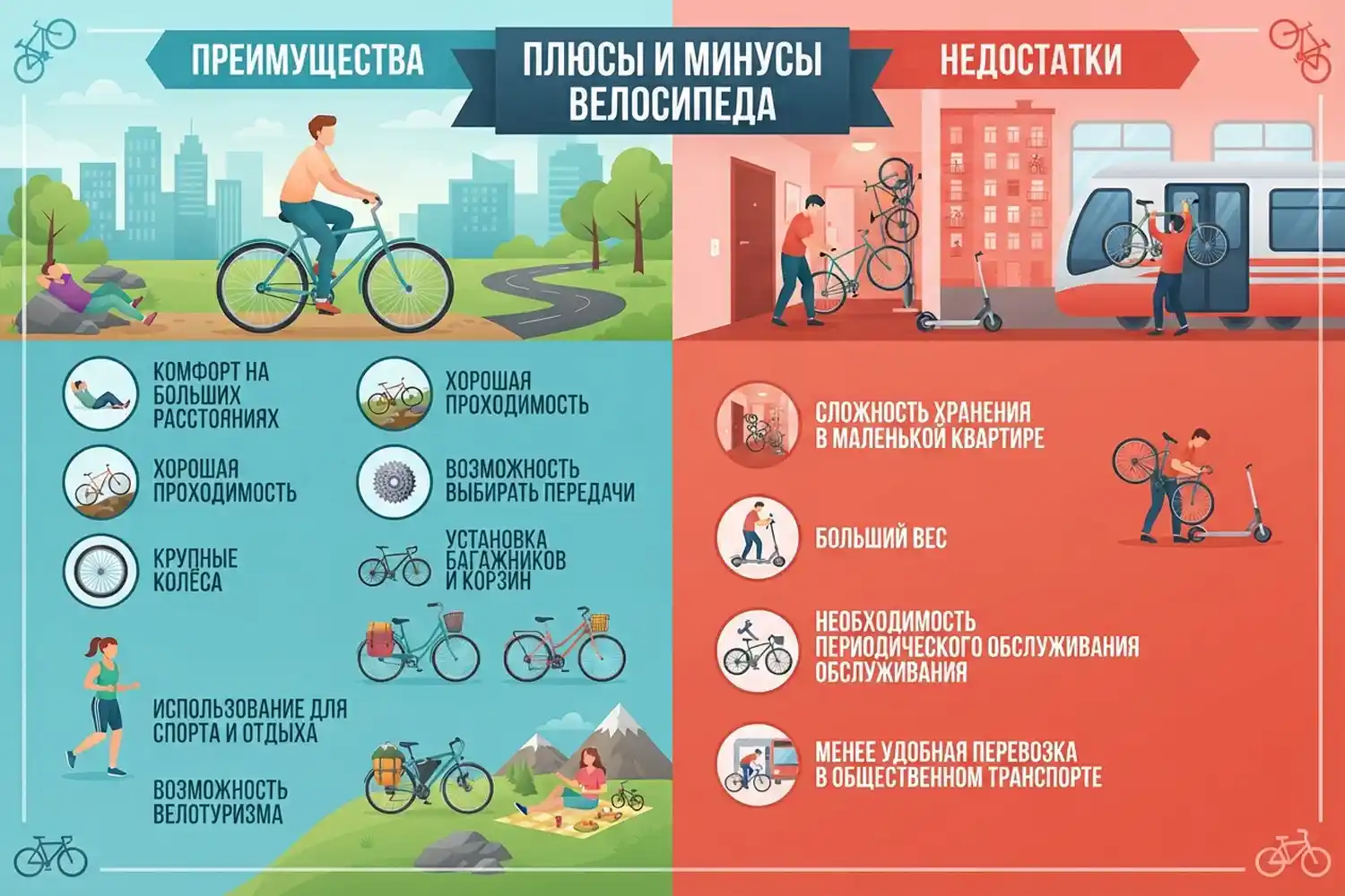 плюсы и минусы велосипеда